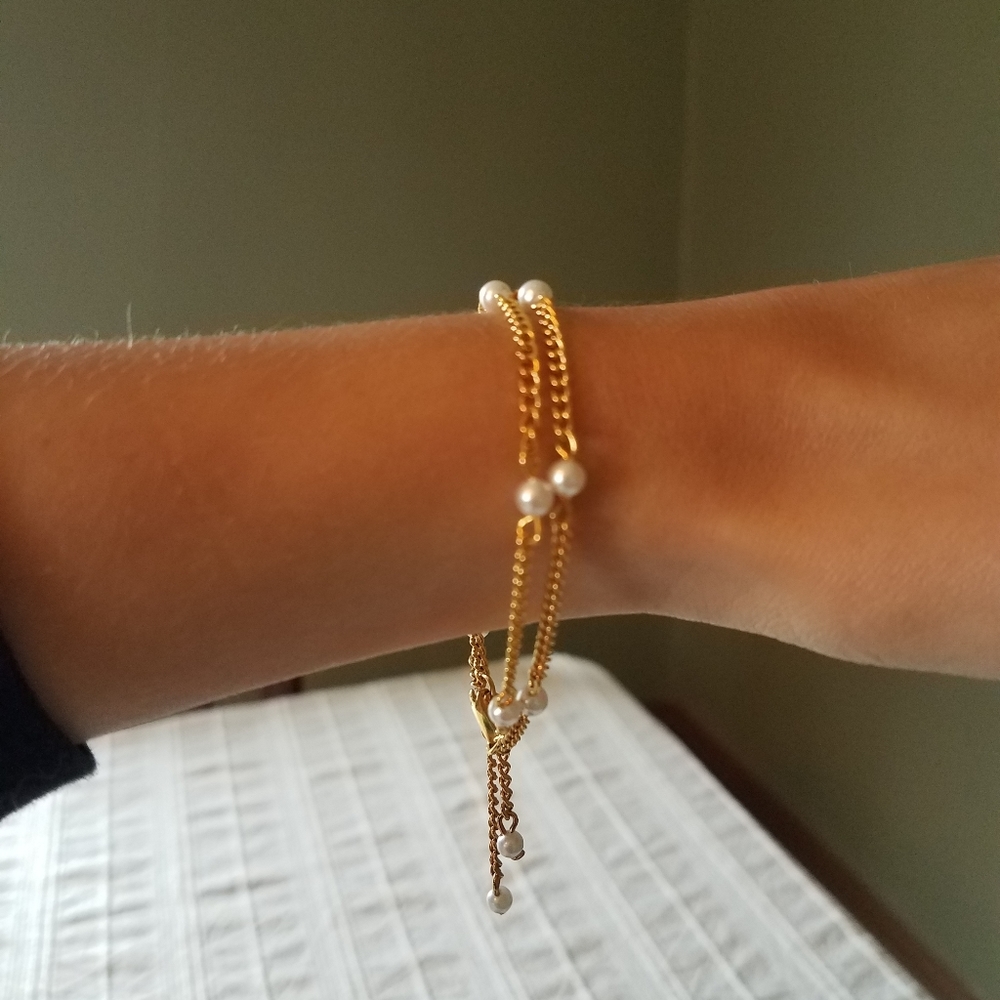 Golden Chain & Pearl Bracelet